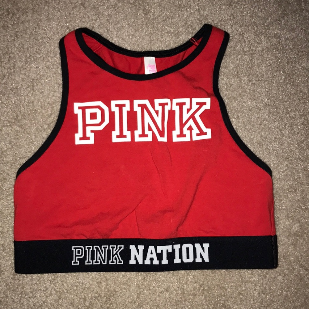 PINK high neck sports bra